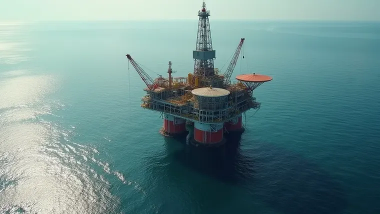 Aerial view of an oil rig in the ocean