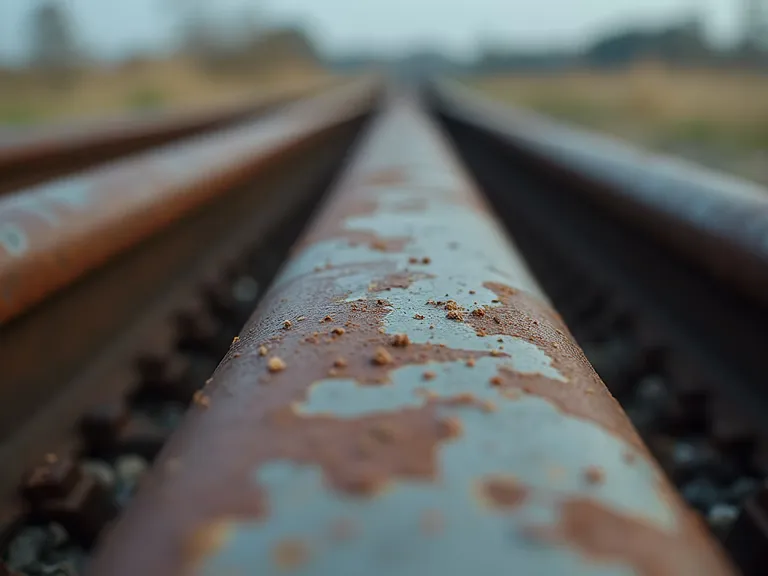 Eye-level view of a rusted metal structure showing signs of corrosion